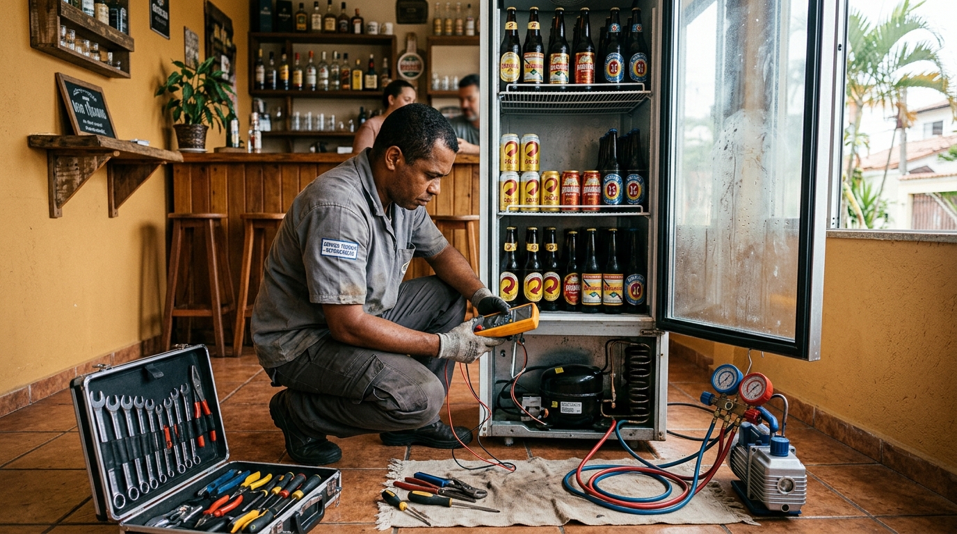 Substituição do termostato de uma cervejeira em Teresina‑PI